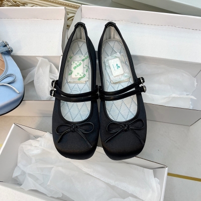 Zapatos Mary Jane de satén con doble tira, punta cuadrada y lazo delicado. Zapatos planos elegantes y cómodos para mujer N15.