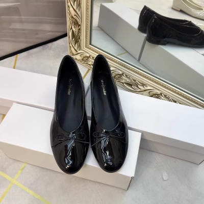 Zapatos planos minimalistas de charol inspirados en el ballet con detalle de lazo suave para mujer N27