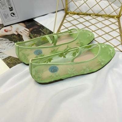 Bailarinas de malla bordada: estilo elegante y comodidad transpirable para mujer. Zapatos planos de verano N41