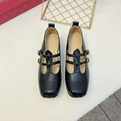 Zapatos planos de punta cuadrada con forma de nariz de cerdo - Zapatos retro cómodos con doble hebilla N50