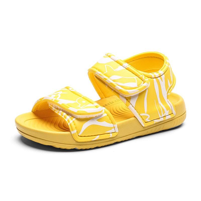 Gele dolfijnen strandsandalen