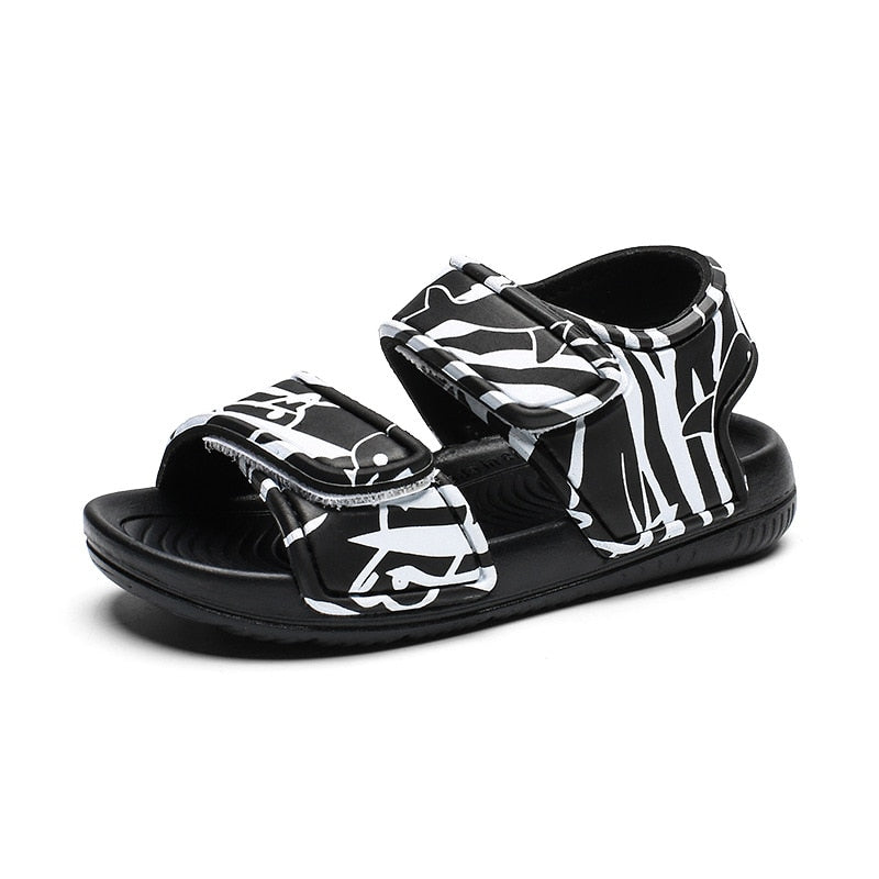 Zwarte dolfijnen strandsandalen