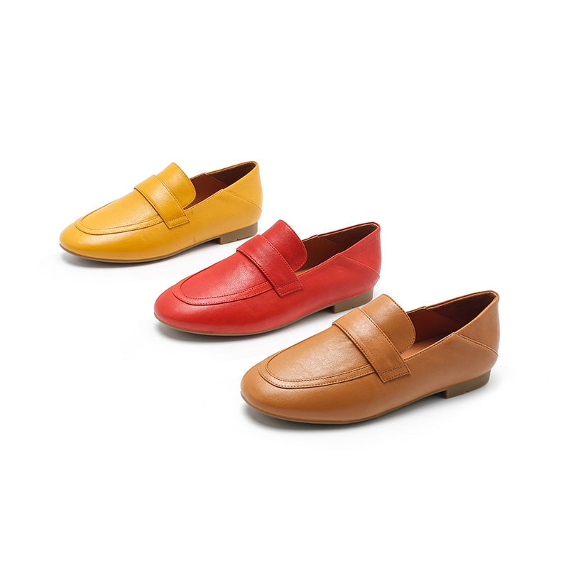 Penny loafers van schapenvacht voor dames in zwart/khaki/beige/groen/rood/geel