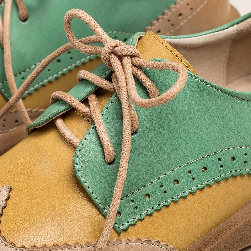 Damskie buty typu Wingtip, ręcznie robione, z owczej sk&oacute;ry, pełne brogsy, oksfordy i płaskie buty z krawatem, eleganckie