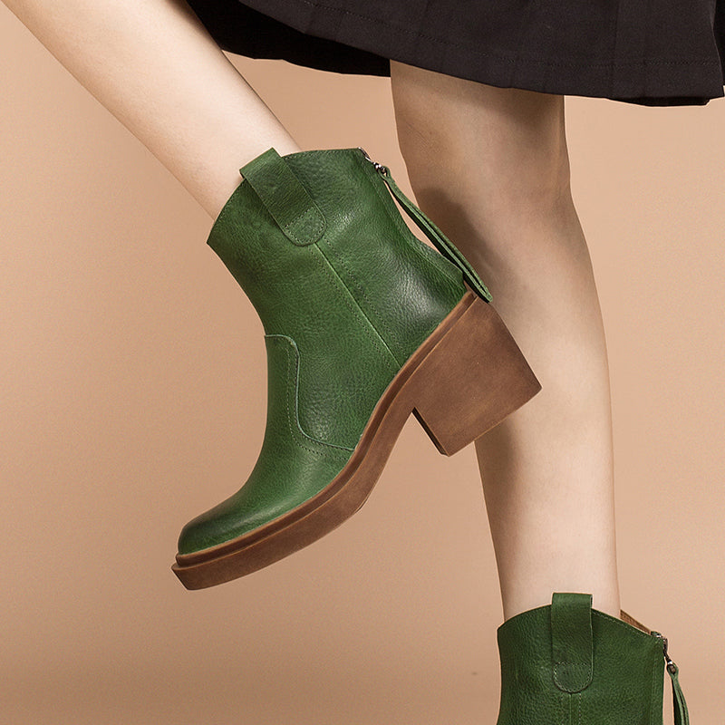Bottes western en cuir, bottes de cowboy artisanales, chaussures de cr&eacute;ateur, fermeture &eacute;clair arri&egrave;re, marron/noir/vert