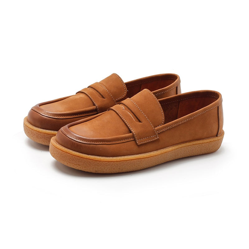 Penny loafers van nubuckleer voor dames in groen/khaki/bruin/camouflagebruin/geel