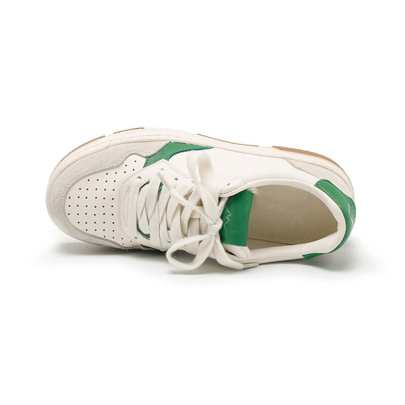 Color-Block-Sneaker aus weichem Rindsleder, Schn&uuml;rschuhe, niedriges Profil, l&auml;ssige Sportschuhe in 6 Farben