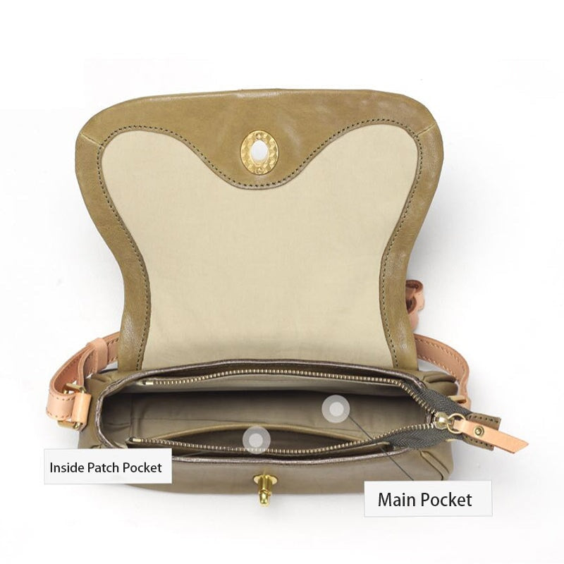 Sac bandouli&egrave;re chic en cuir tann&eacute; v&eacute;g&eacute;tal pour femme