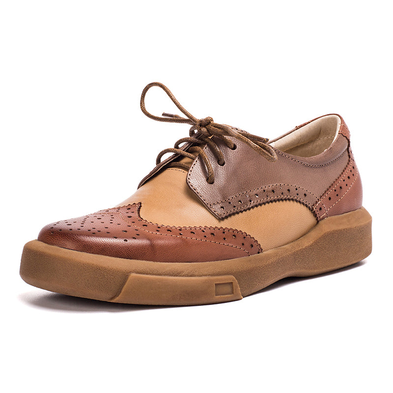 Damskie buty typu Wingtip, ręcznie robione, z owczej sk&oacute;ry, pełne brogsy, oksfordy i płaskie buty z krawatem, eleganckie