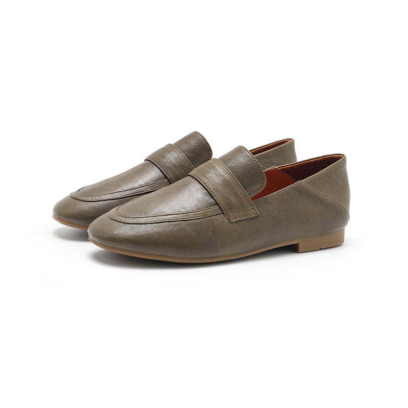 Penny loafers van schapenvacht voor dames in zwart/khaki/beige/groen/rood/geel