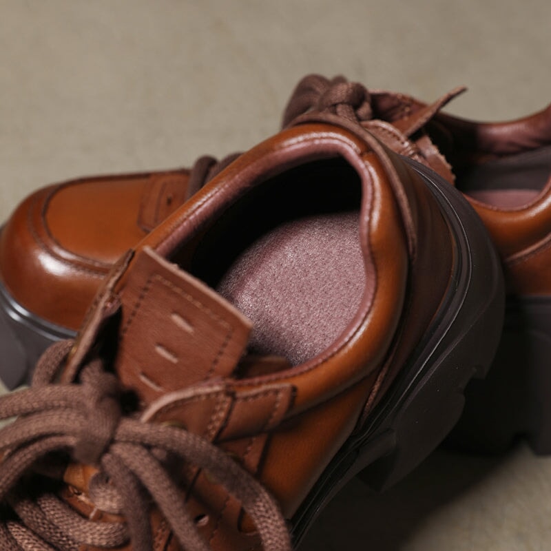 Schn&uuml;rschuhe aus Rindsleder, 40 mm Plateau, braun/schwarz