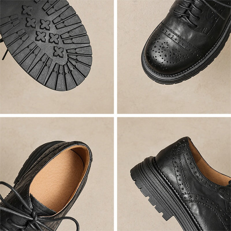 Vintage britische Brogue-Schuhe &ndash; Schn&uuml;rschuhe mit runder Zehenpartie und niedrigem Absatz, schwarz/braun
