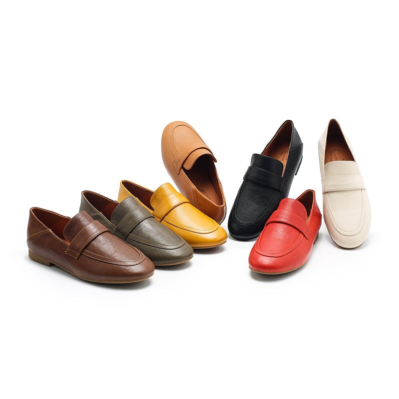 Penny loafers van schapenvacht voor dames in zwart/khaki/beige/groen/rood/geel