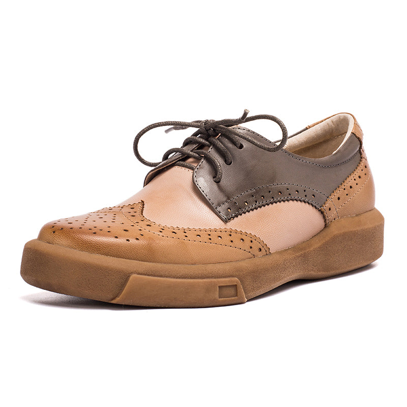 Damskie buty typu Wingtip, ręcznie robione, z owczej sk&oacute;ry, pełne brogsy, oksfordy i płaskie buty z krawatem, eleganckie