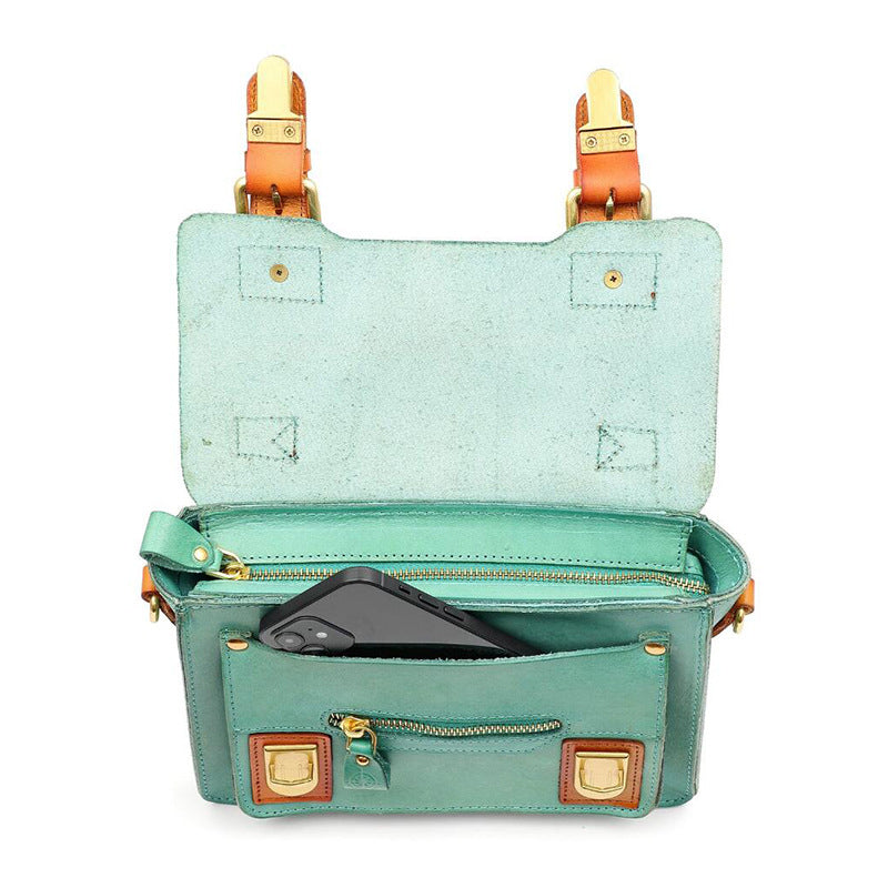 Cambridge Crossbody Bag, Vollnarbenleder, britischer Stil, Henkeltasche mit Kontrastbesatz, in 4 Farben