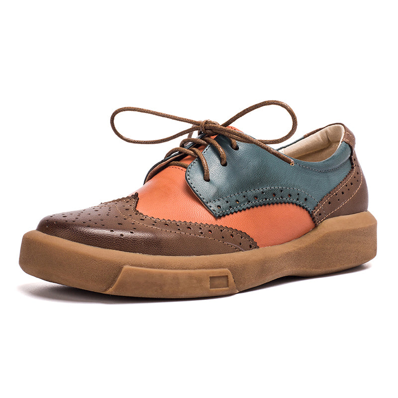 Damskie buty typu Wingtip, ręcznie robione, z owczej sk&oacute;ry, pełne brogsy, oksfordy i płaskie buty z krawatem, eleganckie