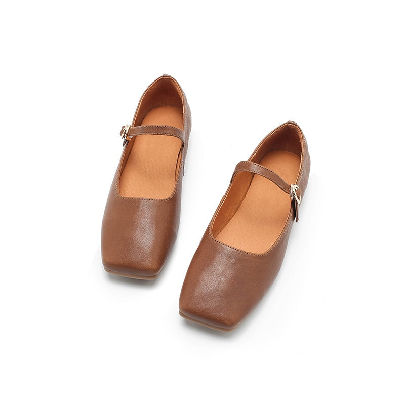 Michaela Mary Jane ballerina's voor dames van schapenvacht in de kleuren groen/khaki/blauw/abrikoos/rood/oranje/beige/zwart.