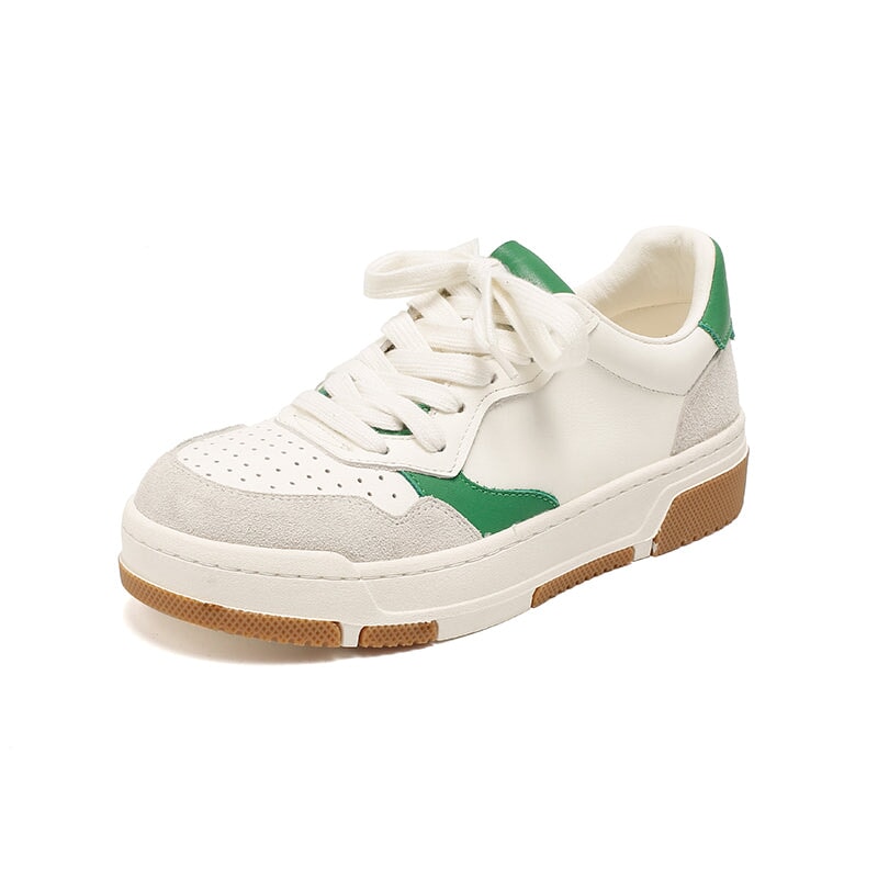 Color-Block-Sneaker aus weichem Rindsleder, Schn&uuml;rschuhe, niedriges Profil, l&auml;ssige Sportschuhe in 6 Farben