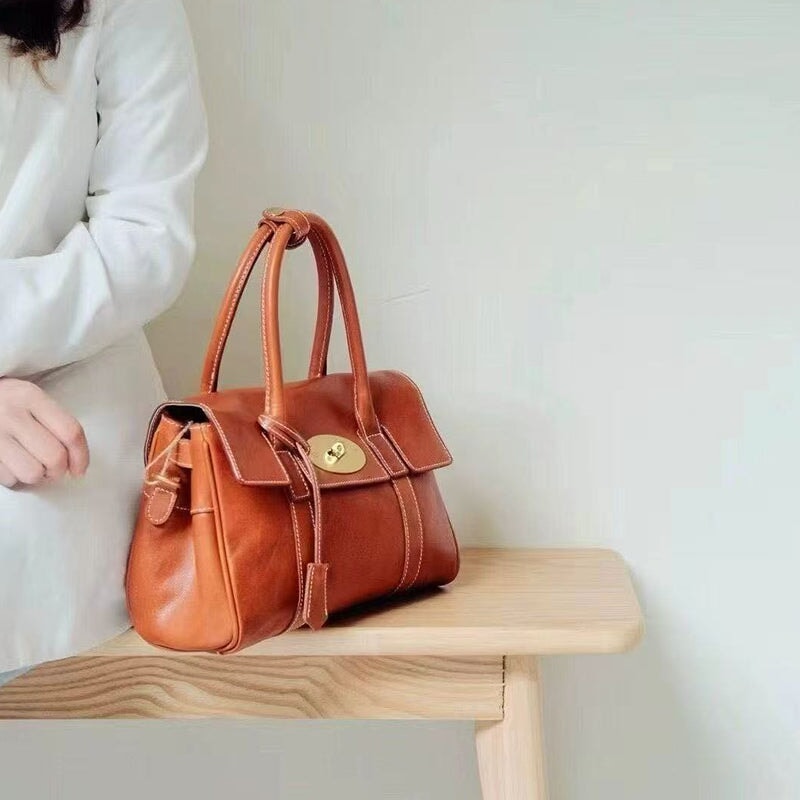 Elegante Schultertasche aus pflanzlich gegerbtem Leder, Damen-Tragetasche