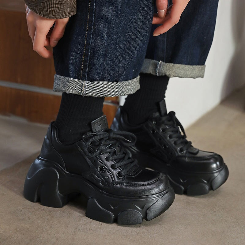 Schn&uuml;rschuhe aus Rindsleder, 40 mm Plateau, braun/schwarz