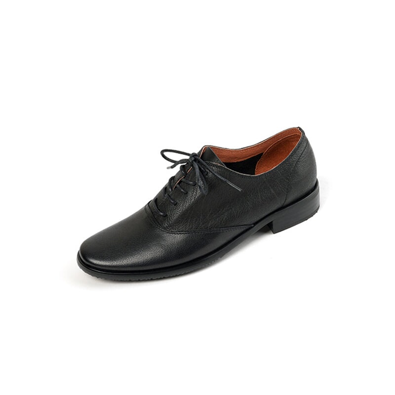 Runde, weiche Oxford-Schuhe, Schn&uuml;rschuhe aus Leder, Derby-Schuhe f&uuml;r Damen in Schwarz/Braun