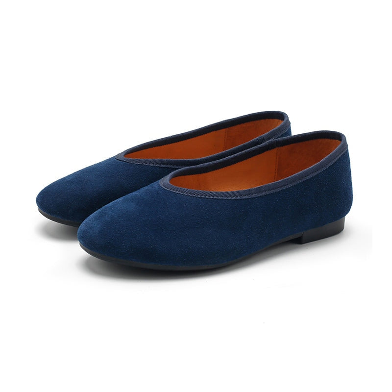 Zapatos planos de ante hechos a mano para mujer, estilo Mori, sin cordones, en 7 colores