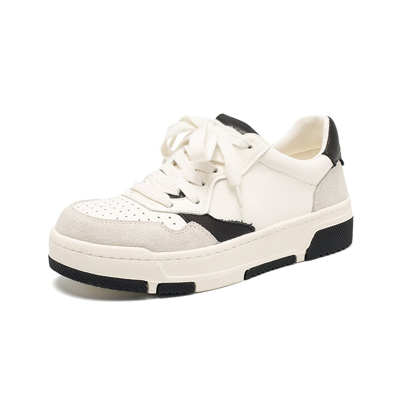 Color-Block-Sneaker aus weichem Rindsleder, Schn&uuml;rschuhe, niedriges Profil, l&auml;ssige Sportschuhe in 6 Farben