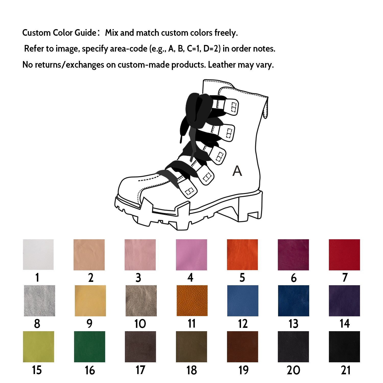 Handgemaakte leren winterlaarzen voor dames met ritssluiting aan de achterkant in zwart/geel/rood, op maat gemaakt in diverse kleuren.