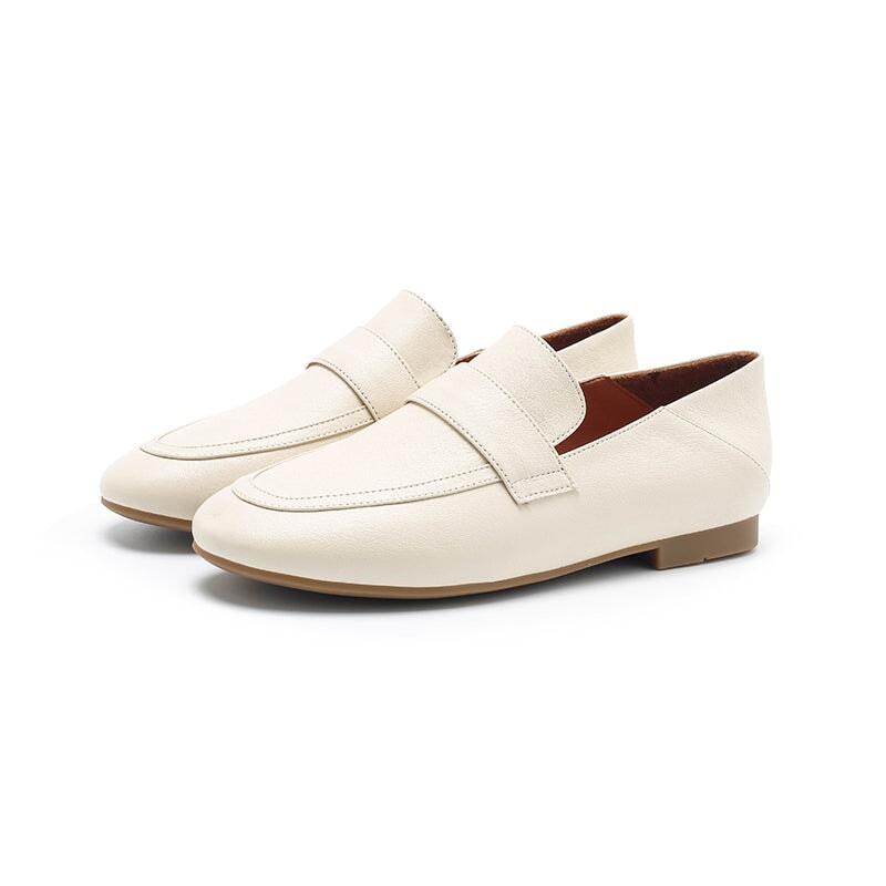 Penny loafers van schapenvacht voor dames in zwart/khaki/beige/groen/rood/geel