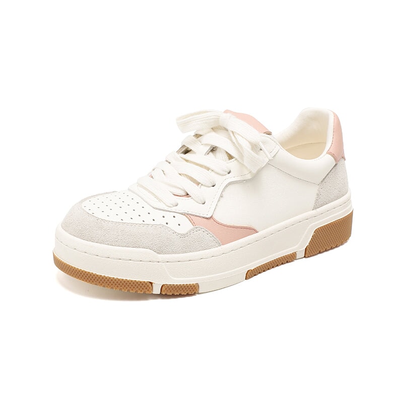 Color-Block-Sneaker aus weichem Rindsleder, Schn&uuml;rschuhe, niedriges Profil, l&auml;ssige Sportschuhe in 6 Farben