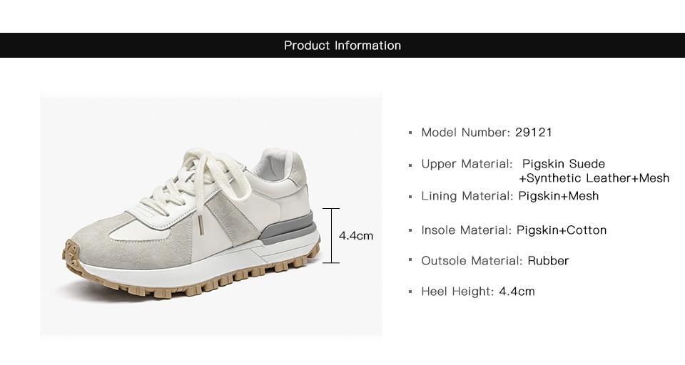 Casual sneakers voor dames van su&egrave;de leer met patchwork in gemengde kleuren, vetersluiting, ronde neus, platformzool, handgemaakte platte schoenen