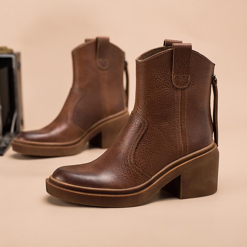 Bottes western en cuir, bottes de cowboy artisanales, chaussures de cr&eacute;ateur, fermeture &eacute;clair arri&egrave;re, marron/noir/vert