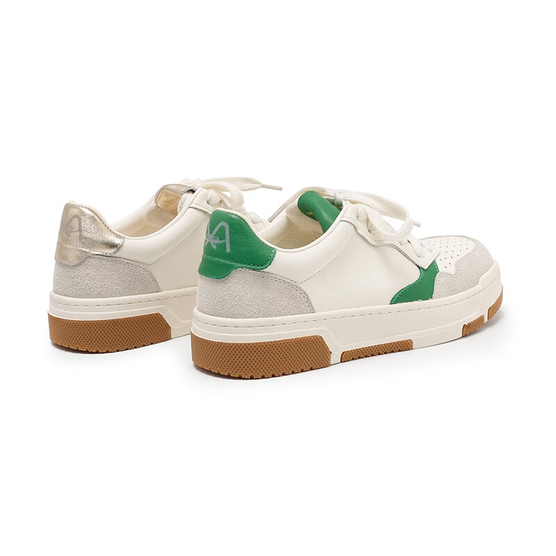 Color-Block-Sneaker aus weichem Rindsleder, Schn&uuml;rschuhe, niedriges Profil, l&auml;ssige Sportschuhe in 6 Farben