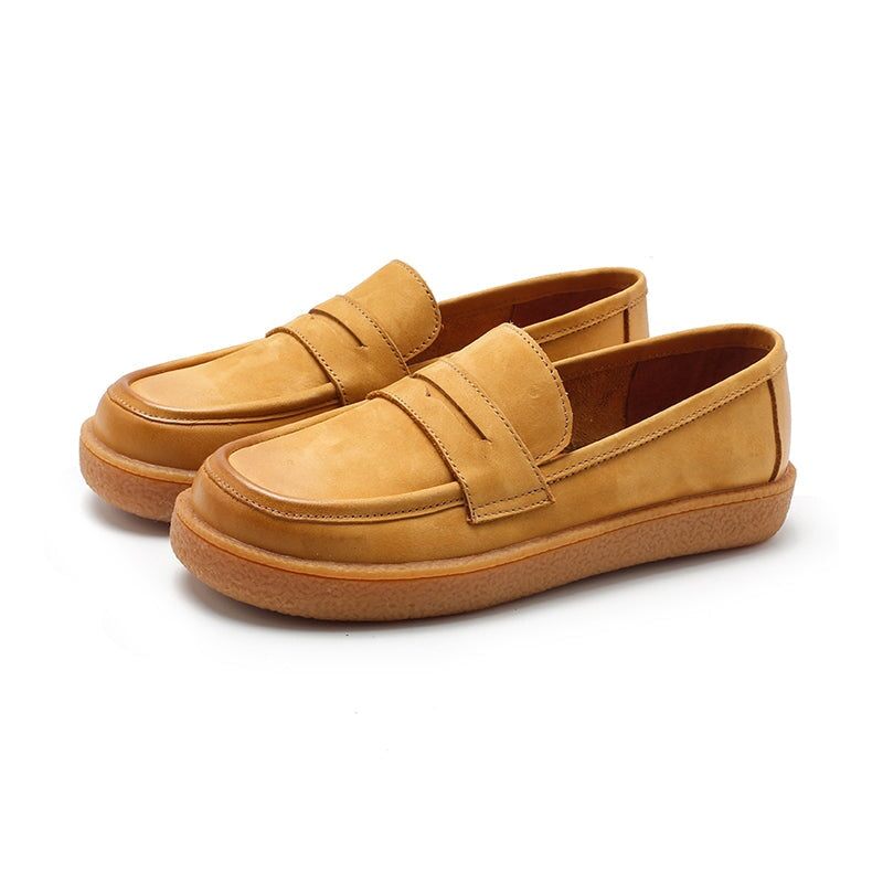 Penny loafers van nubuckleer voor dames in groen/khaki/bruin/camouflagebruin/geel