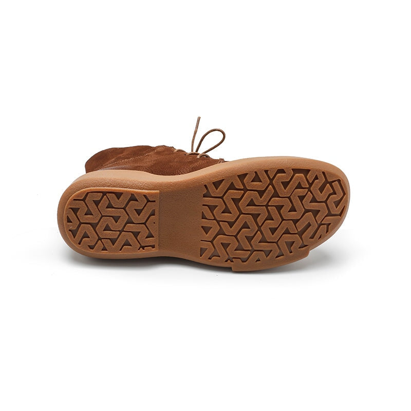 Martin-laarzen met ronde neus van zacht leer voor dames, veterschoenen in bruin/zwart/koffiekleur.