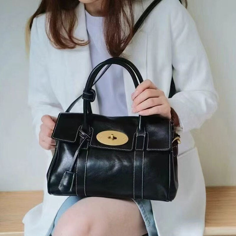 Elegante Schultertasche aus pflanzlich gegerbtem Leder, Damen-Tragetasche