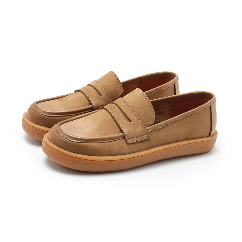 Penny loafers van nubuckleer voor dames in groen/khaki/bruin/camouflagebruin/geel