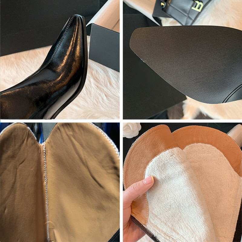 Bottes de cowboy pour femmes, faites main en cuir v&eacute;ritable marron/noir - Bottes western &agrave; bout droit