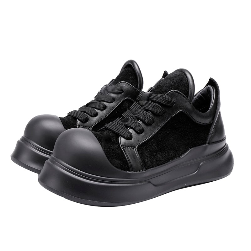 55 mm sk&oacute;rzane trampki damskie na platformie typu dad, niskie, sznurowane, w kolorze brązowo-czarnym