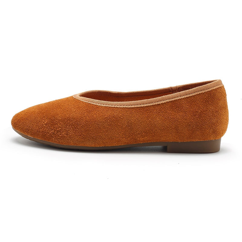 Zapatos planos de ante hechos a mano para mujer, estilo Mori, sin cordones, en 7 colores