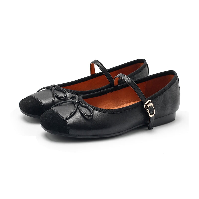 Zapatos planos Michaela Mary Jane de piel de oveja hechos a mano para mujer en color caqui, verde, albaricoque y negro.