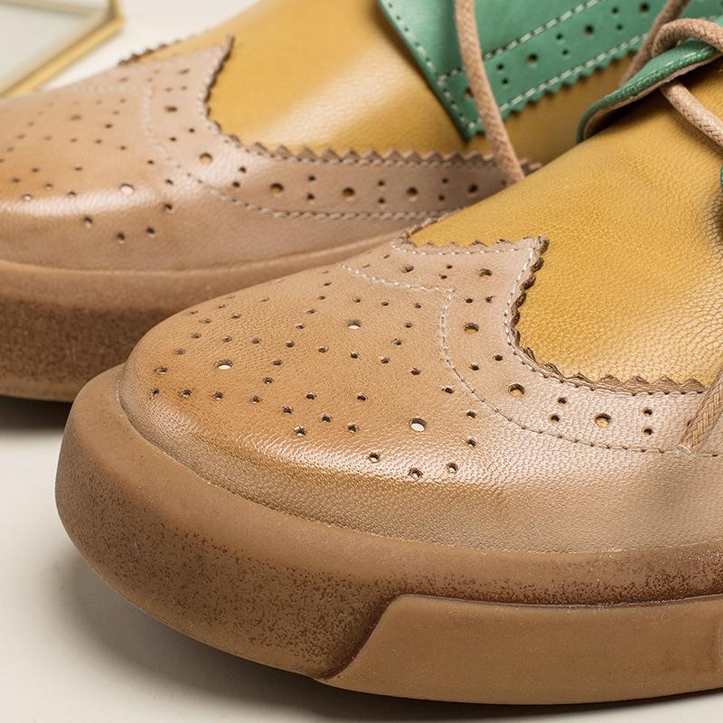 Damskie buty typu Wingtip, ręcznie robione, z owczej sk&oacute;ry, pełne brogsy, oksfordy i płaskie buty z krawatem, eleganckie