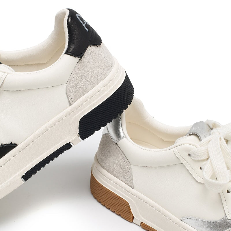 Color-Block-Sneaker aus weichem Rindsleder, Schn&uuml;rschuhe, niedriges Profil, l&auml;ssige Sportschuhe in 6 Farben