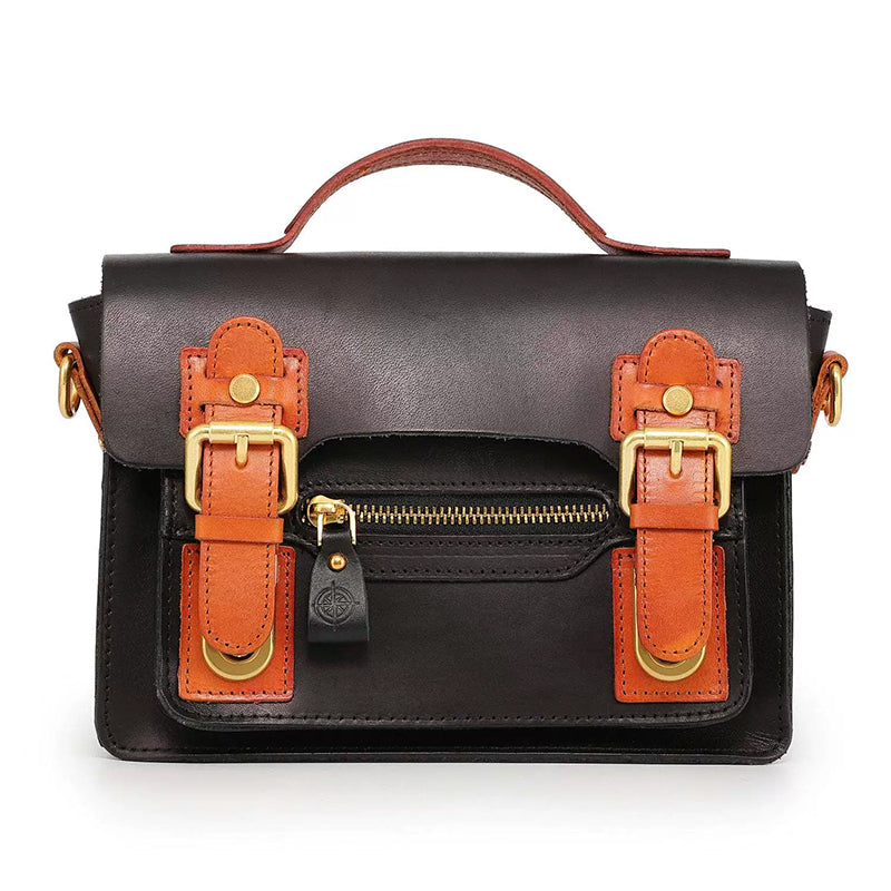 Cambridge Crossbody Bag, Vollnarbenleder, britischer Stil, Henkeltasche mit Kontrastbesatz, in 4 Farben