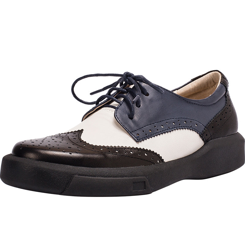 Damskie buty typu Wingtip, ręcznie robione, z owczej sk&oacute;ry, pełne brogsy, oksfordy i płaskie buty z krawatem, eleganckie