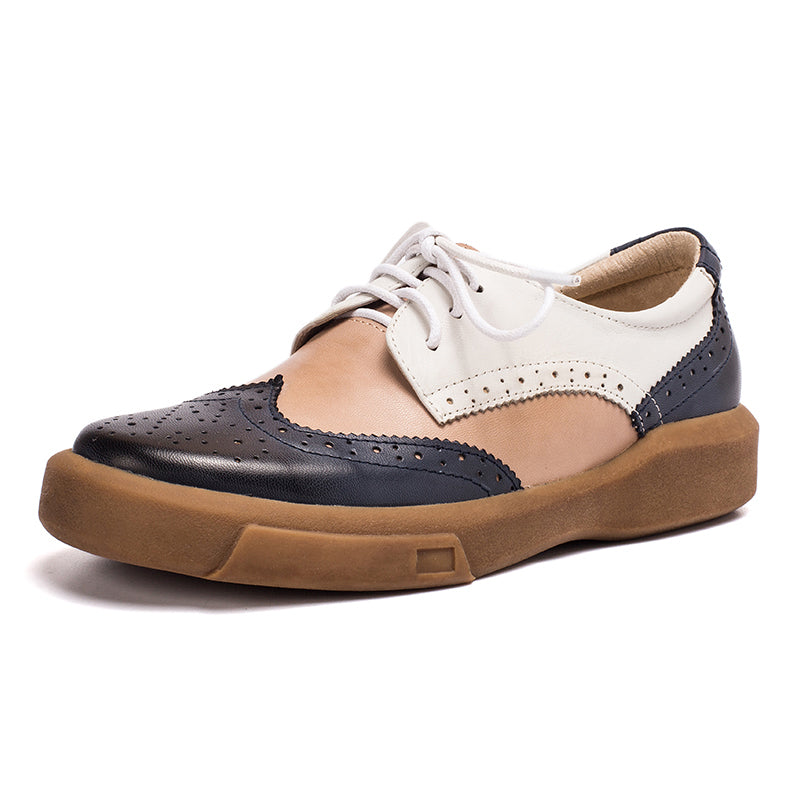 Damskie buty typu Wingtip, ręcznie robione, z owczej sk&oacute;ry, pełne brogsy, oksfordy i płaskie buty z krawatem, eleganckie