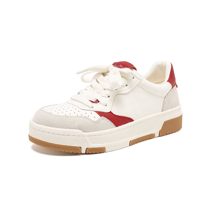 Color-Block-Sneaker aus weichem Rindsleder, Schn&uuml;rschuhe, niedriges Profil, l&auml;ssige Sportschuhe in 6 Farben