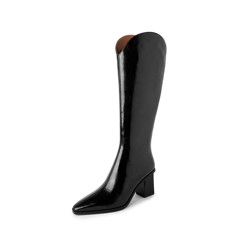 Bottes de cowboy pour femmes, faites main en cuir v&eacute;ritable marron/noir - Bottes western &agrave; bout droit