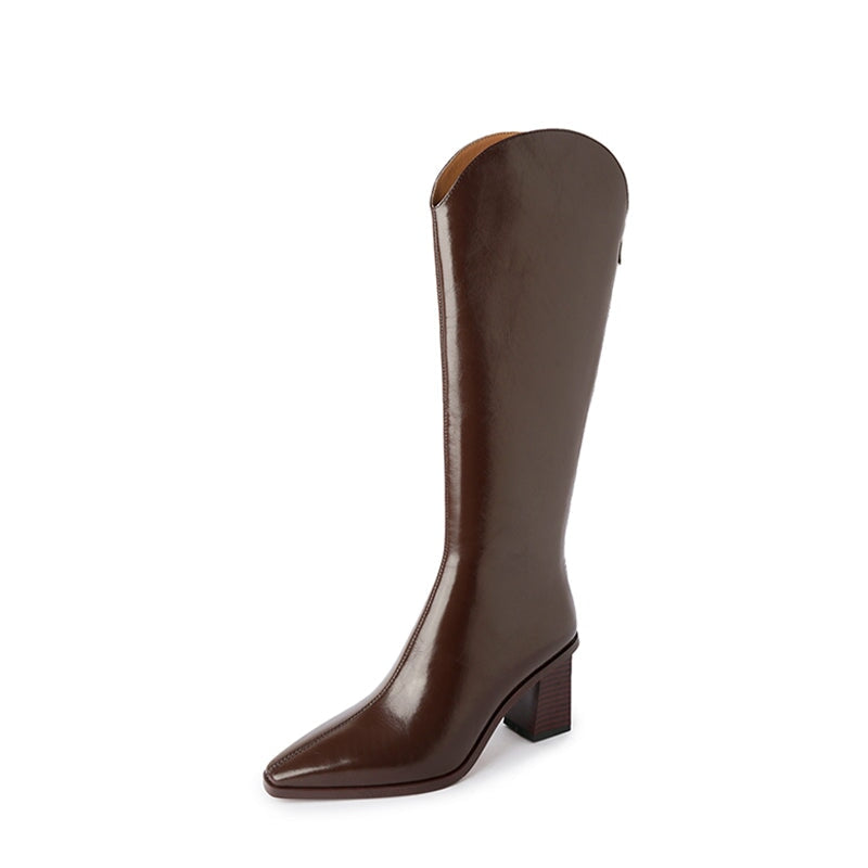 Bottes de cowboy pour femmes, faites main en cuir v&eacute;ritable marron/noir - Bottes western &agrave; bout droit