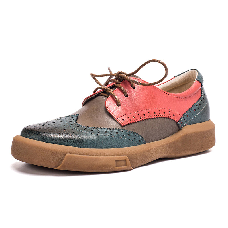 Damskie buty typu Wingtip, ręcznie robione, z owczej sk&oacute;ry, pełne brogsy, oksfordy i płaskie buty z krawatem, eleganckie